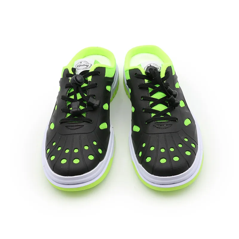 I'm Shopping Abrasion Resistant Slip Resistant Wrap toe Slippers Unisex Black Green-3