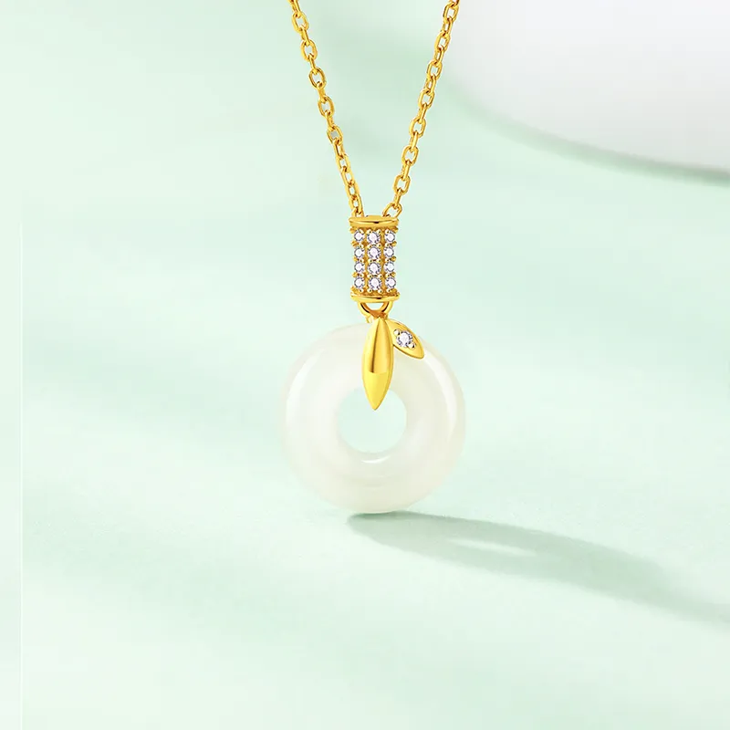 ZSY Necklaces Pale Greenish White Jade Unisex-1