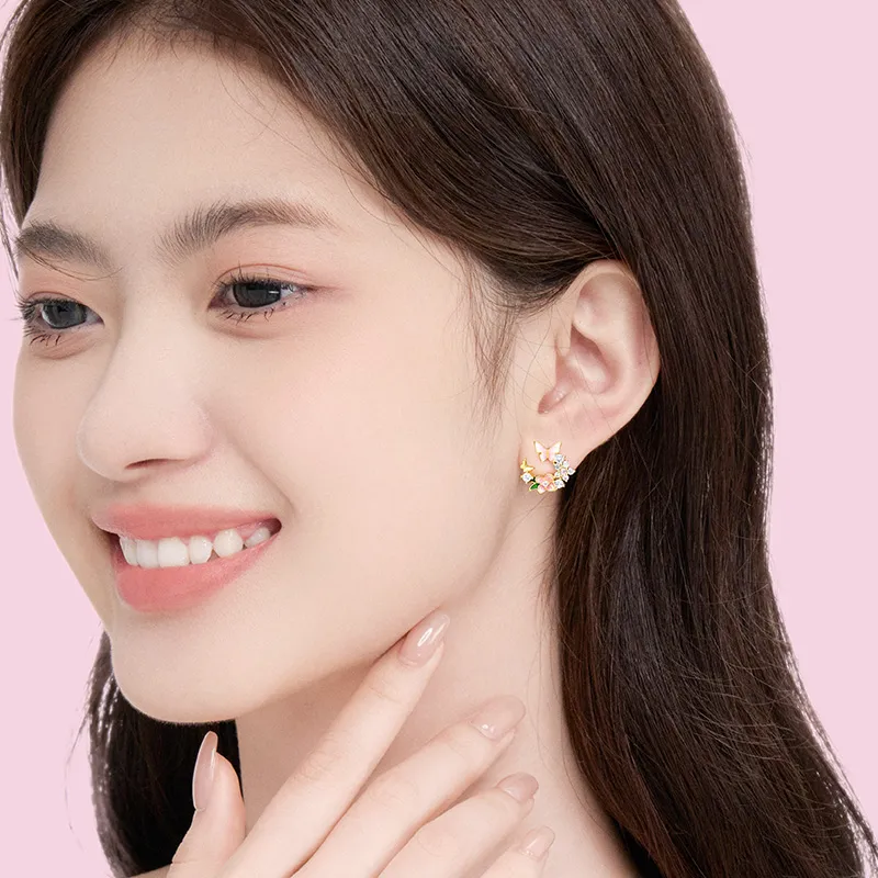 ZSY S925 Silver Stud Earrings Women's-2