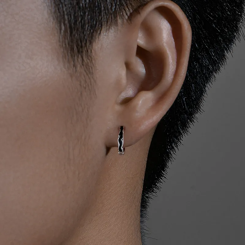 ZSY S925 Hoop Earrings 1 Pair Men's Box-6