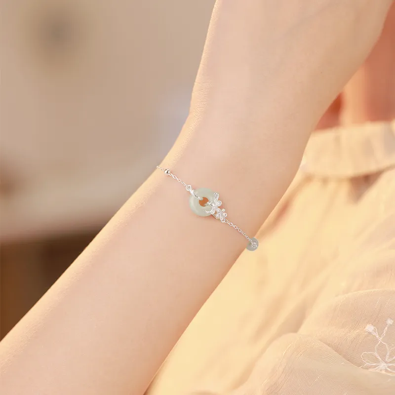 ZSY Bracelets Pale Greenish White Jade Women's-9