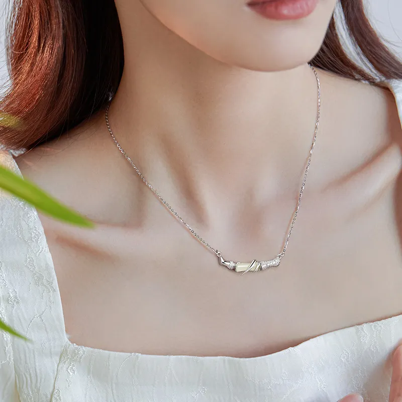ZSY Hetian Jade Necklaces Pale Greenish White Jade Women's-4