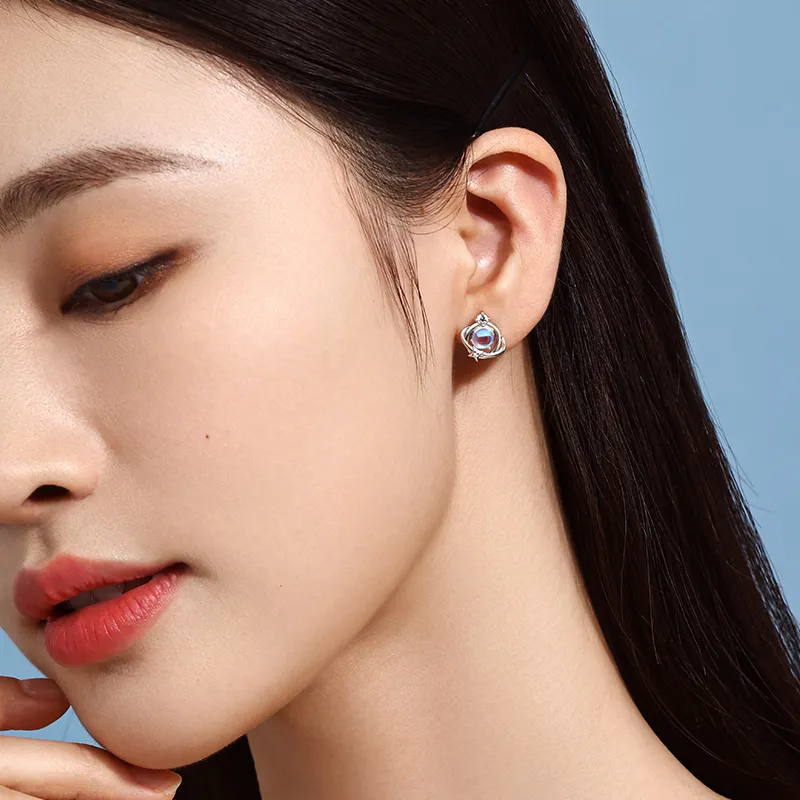 ZSY S925 Silver Stud Earrings Women's-3