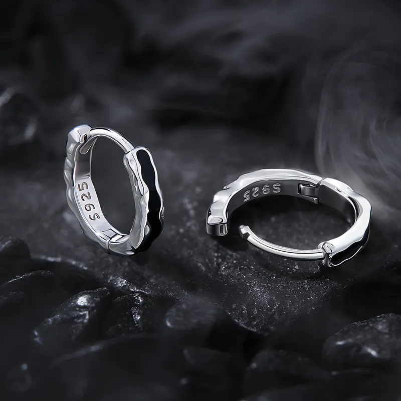 ZSY S925 Hoop Earrings 1 Pair Men's Box-5