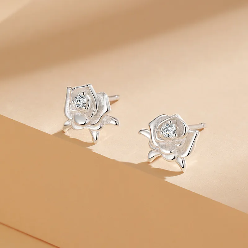 ZSY S925 Silver Stud Earrings Women's-2