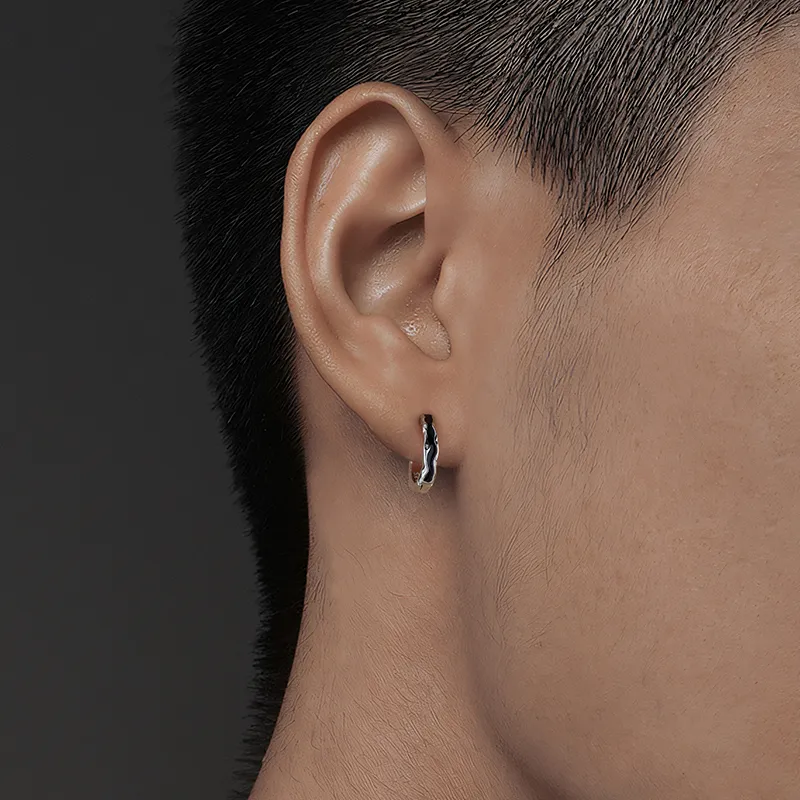 ZSY S925 Hoop Earrings 1 Pair Men's Box-7