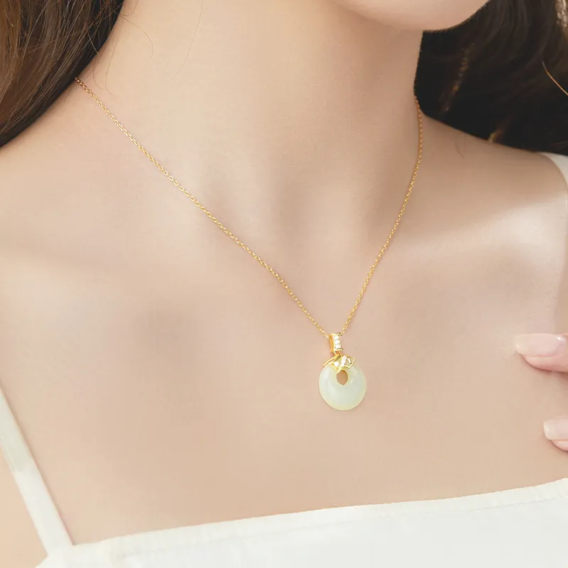 ZSY Hetian Jade Necklaces Green Jade Women's-4