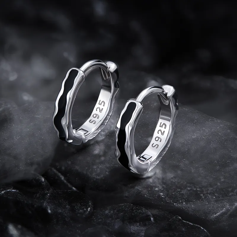 ZSY S925 Hoop Earrings 1 Pair Men's Box-4