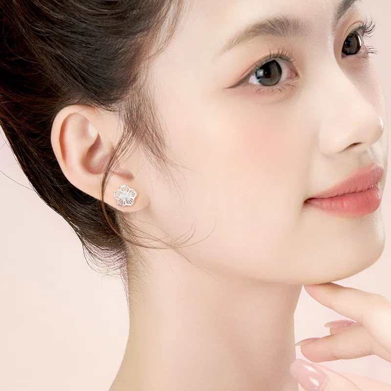 ZSY S925 Silver Stud Earrings Women's-3