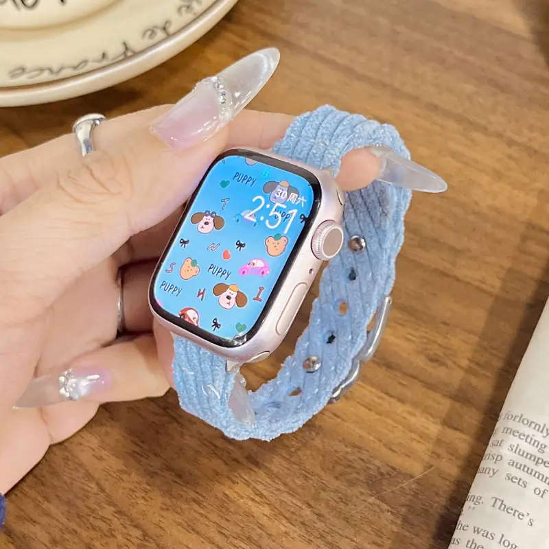 MSSM Apple Compatibility Watch Band 160 200mm Corduroy Material-2