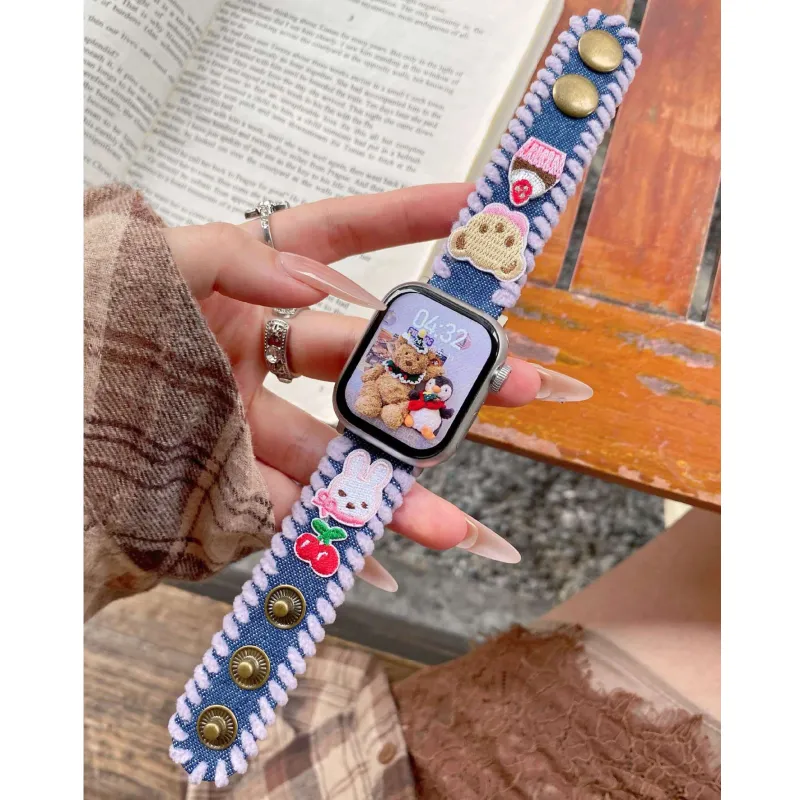 MSSM Watch Band Apple Compatibility Denim Material-7