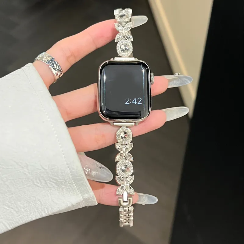 MSSM Watch Band Apple Compatibility Metal, Diamond Material-1