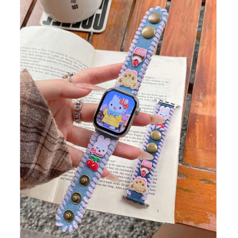 MSSM Watch Band Apple Compatibility Denim Material-1