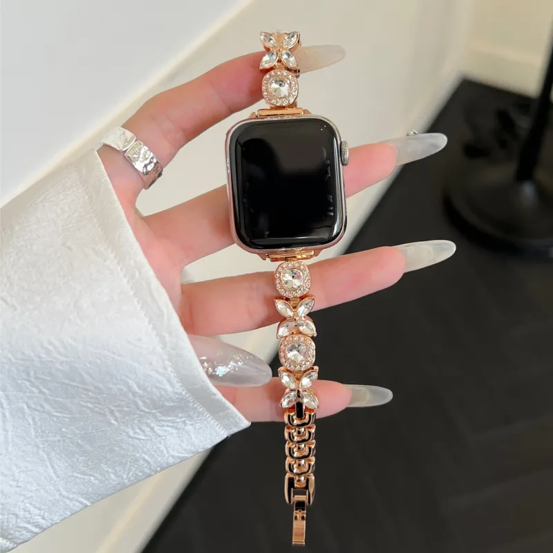 MSSM Watch Band Apple Compatibility Metal, Diamond Material-7