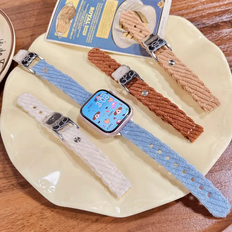 MSSM Apple Compatibility Watch Band 160 200mm Corduroy Material-1