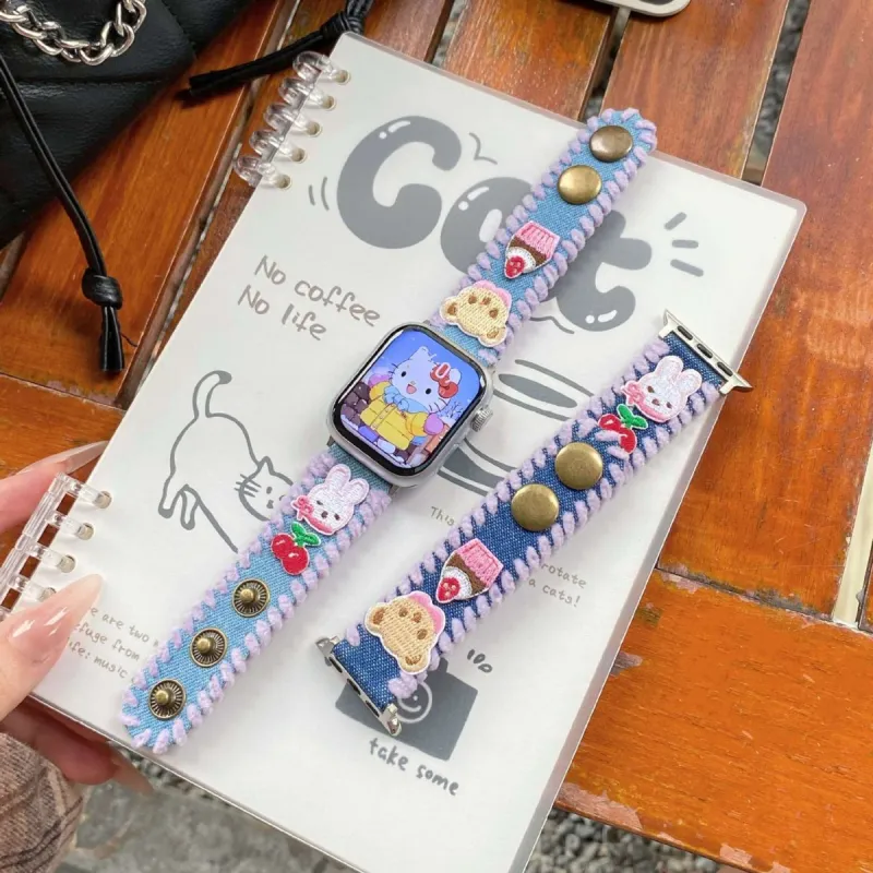 MSSM Watch Band Apple Compatibility Denim Material-2
