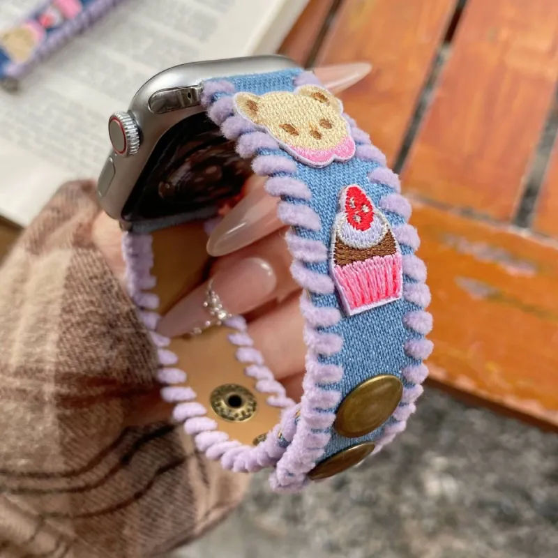 MSSM Watch Band Apple Compatibility Denim Material-4