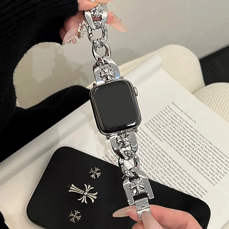 MSSM Apple Compatibility Watch Band Denim Chain Material-2