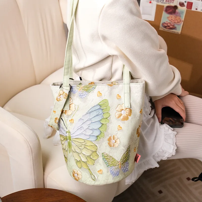 Perfect Styles Diagonal Corn Short Plush Shoulder Bag Medium Size Women's Green-1