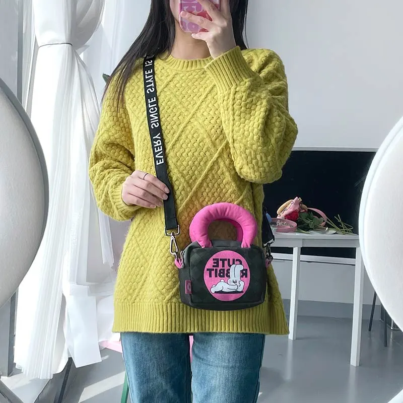 Perfect Styles Diagonal Corn Short Plush Croissant Bag, Handbag, Crossbody Bag Women's Green-2