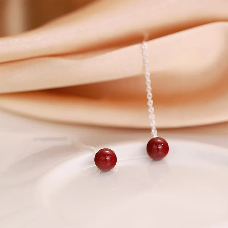 YINCHIE Reconstructed Cinnabar 925 Sterling Silver Hoop Earrings Women's-3