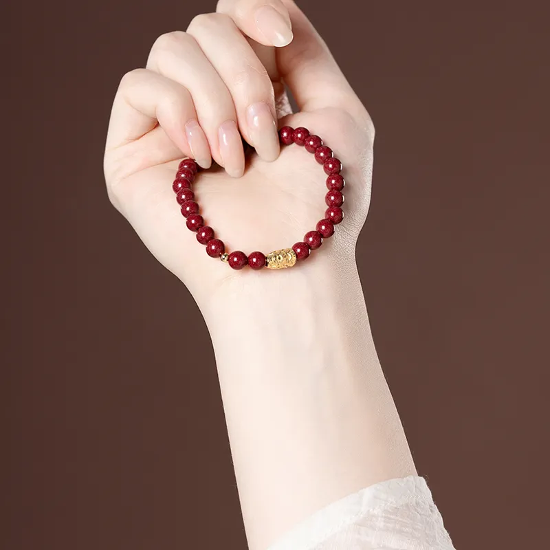 YINCHIE Reconstructed Cinnabar Bracelets Women's-5