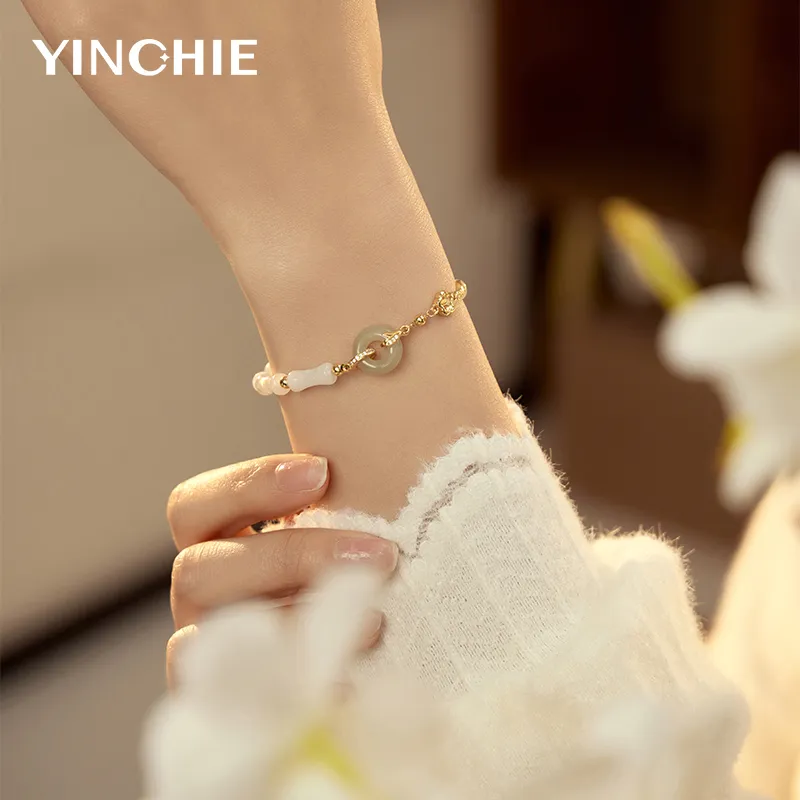 YINCHIE Hetian Jade Bracelets White Jade/Pale Greenish White Jade Women's-4