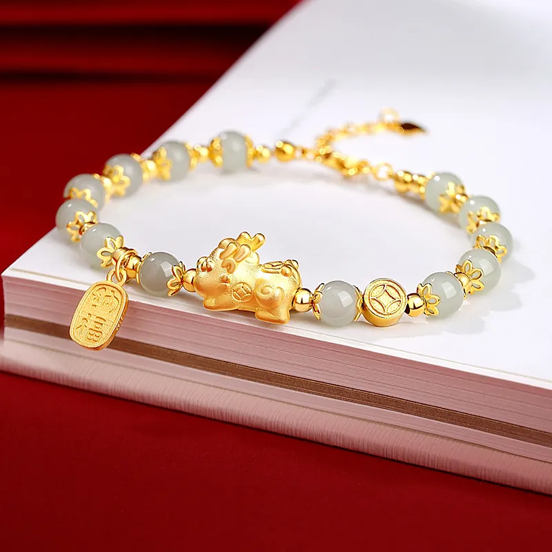 YINCHIE S925 Silver Bracelet Pale Greenish White Jade Women's-3