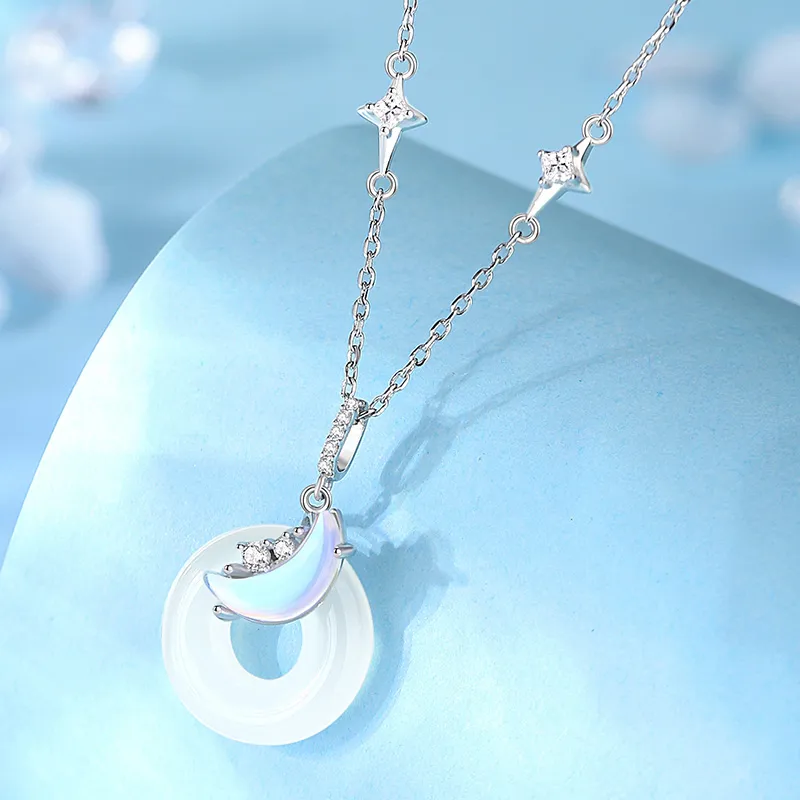 YINCHIE Chalcedony S925 Silver Necklace Women's-1