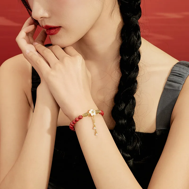 YINCHIE Reconstructed Cinnabar Bracelets Women's-4