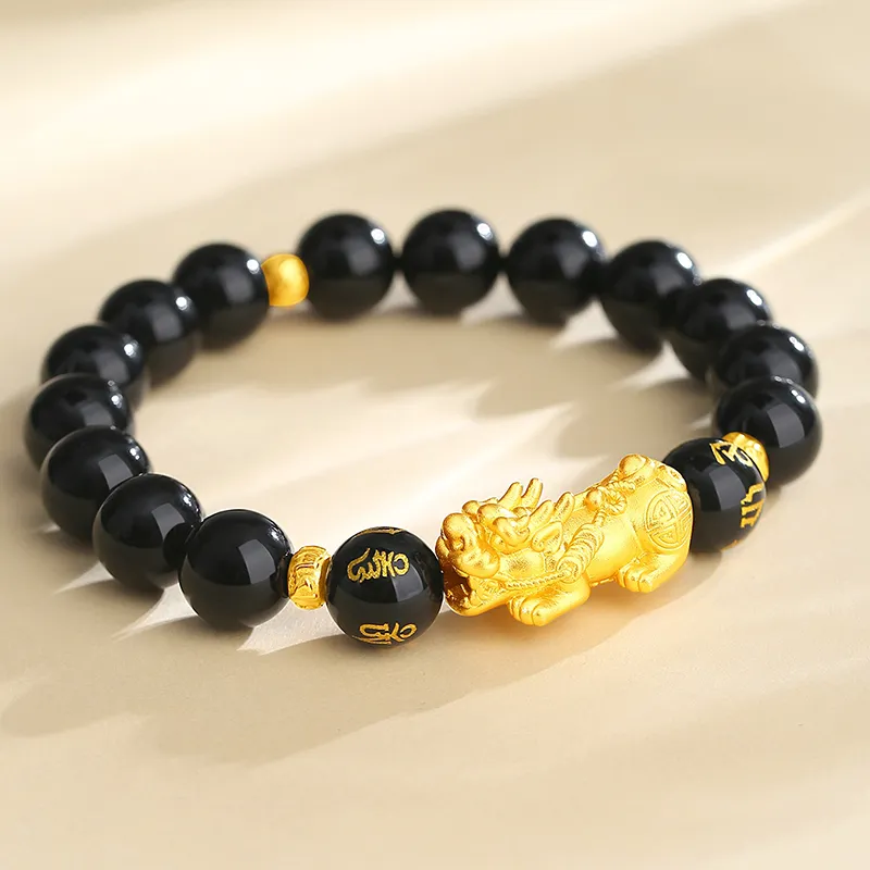 YINCHIE Obsidian S999 Fine Silver Beaded Bracelet Men's-3