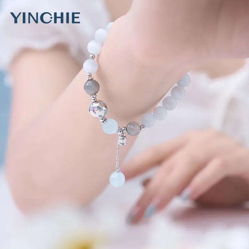 YINCHIE Glass Cat Eye Bracelets Women's-5