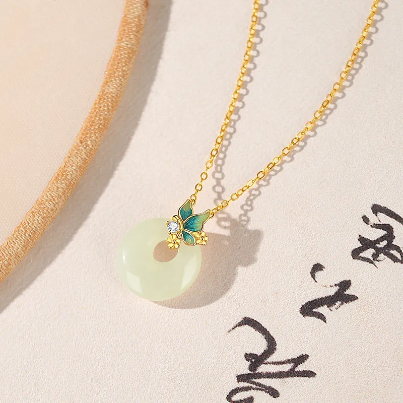 YINCHIE Hetian Jade Necklaces White Jade/Pale Greenish White Jade Women's-3