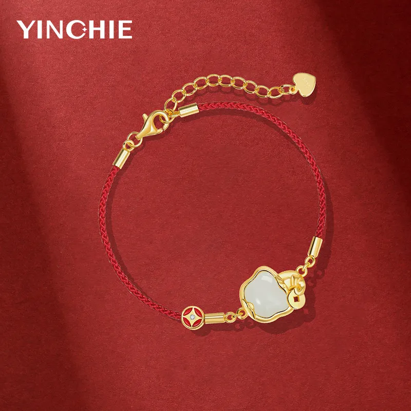 YINCHIE Hetian Jade Bracelets White Jade/Pale Greenish White Jade Women's-4