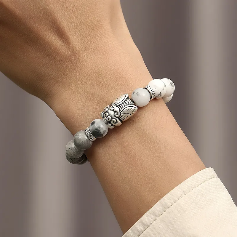 YINCHIE S999 Fine Silver Bracelets Men's Good Luck-5