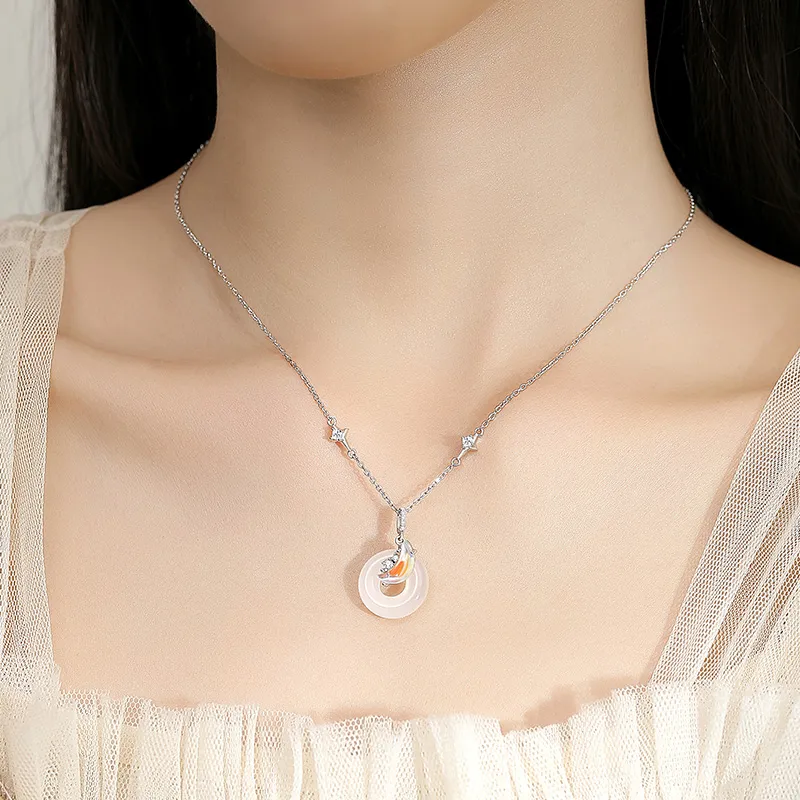 YINCHIE Chalcedony S925 Silver Necklace Women's-5