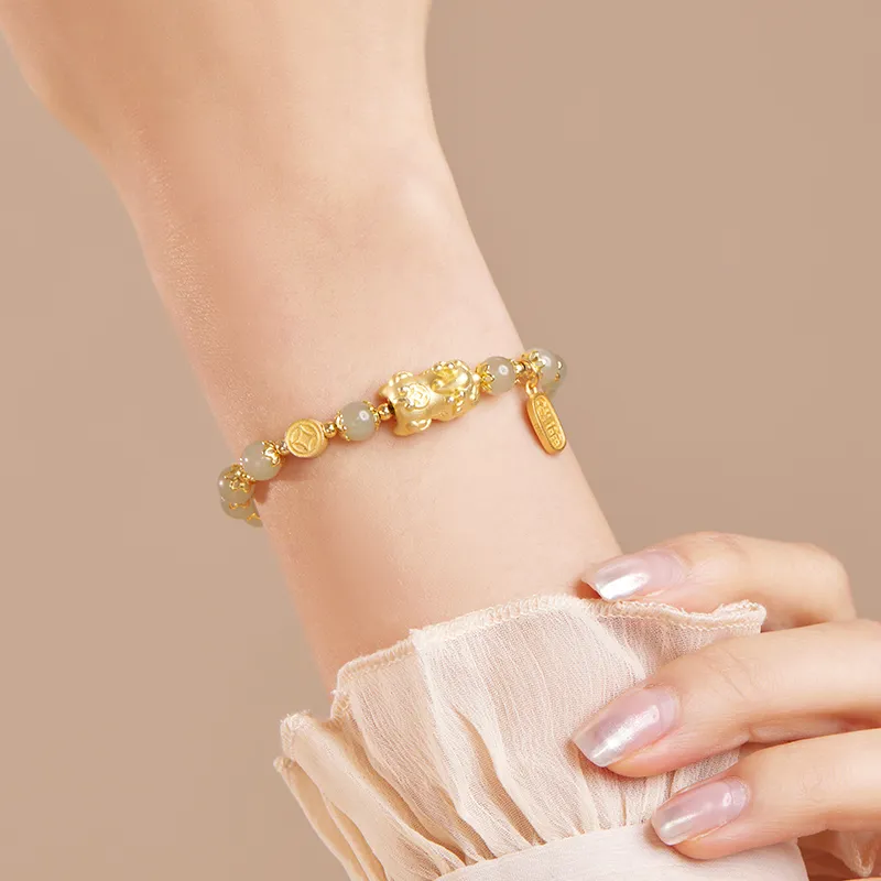 YINCHIE S925 Silver Bracelet Pale Greenish White Jade Women's-5