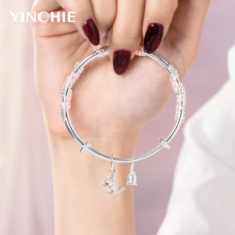 YINCHIE New Chinese Style Luxurious Niche Plain Band Bangles Women's-4