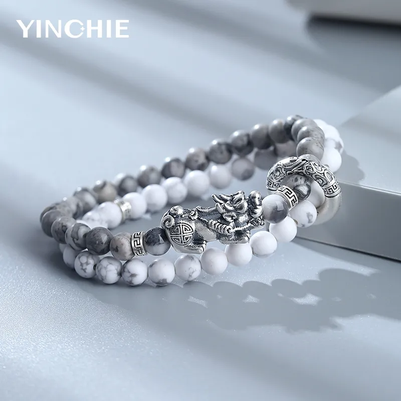 YINCHIE Map Stone Bracelets Men's-1