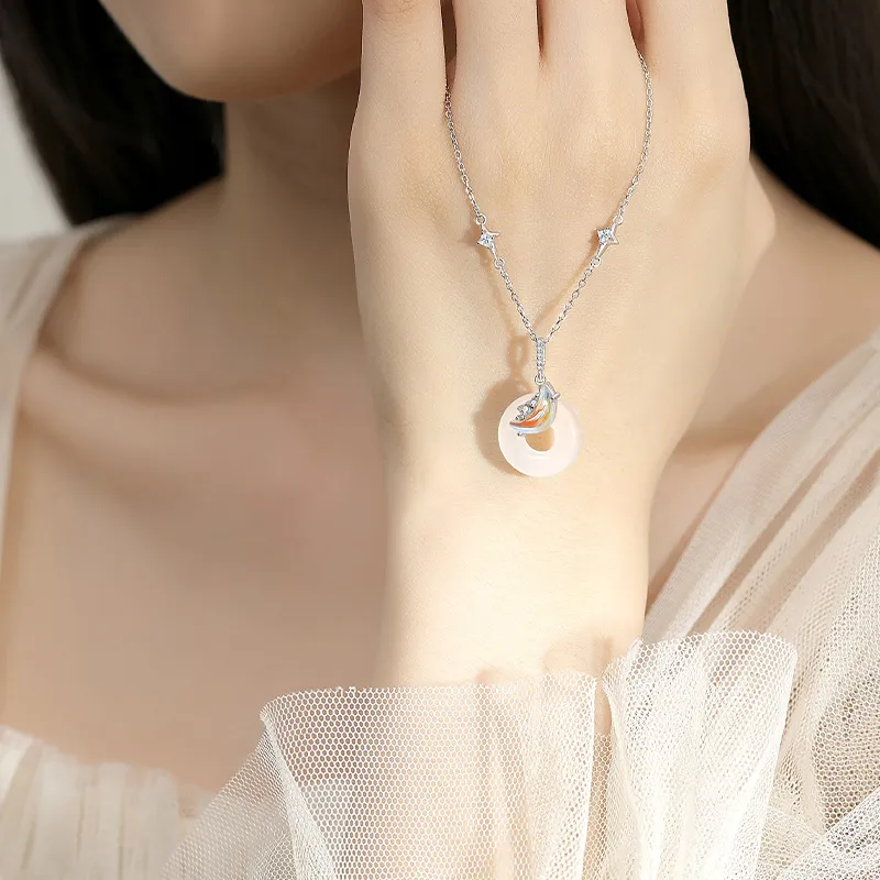YINCHIE Chalcedony S925 Silver Necklace Women's-3