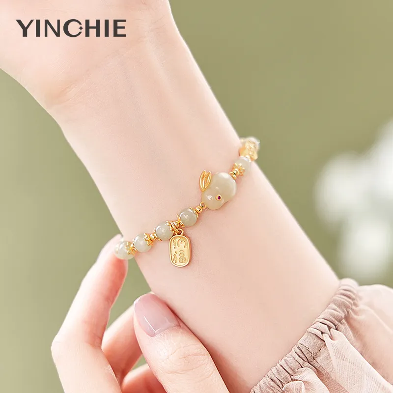 YINCHIE Hetian Jade Bracelets White Jade/Pale Greenish White Jade Women's-5