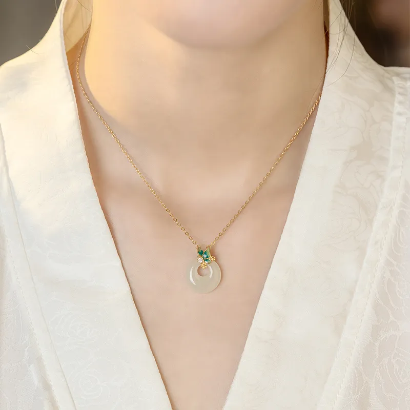 YINCHIE Hetian Jade Necklaces White Jade/Pale Greenish White Jade Women's-5
