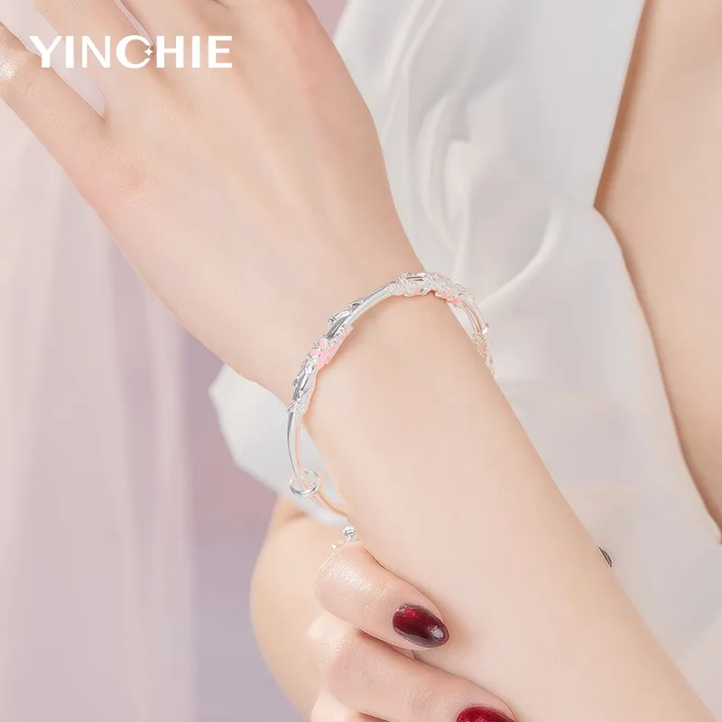 YINCHIE New Chinese Style Luxurious Niche Plain Band Bangles Women's-5