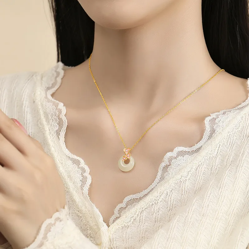 YINCHIE Necklaces White Jade/Pale Greenish White Jade Women's-5