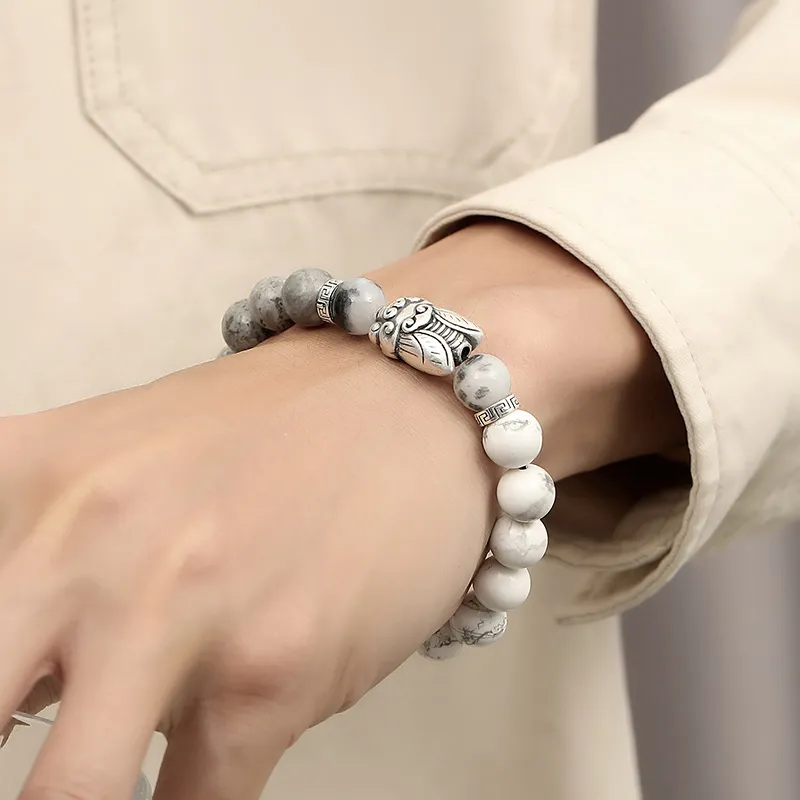 YINCHIE S999 Fine Silver Bracelets Men's Good Luck-4