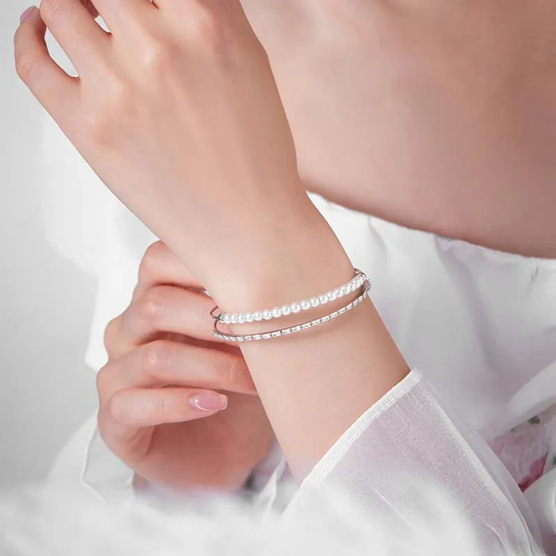 YINCHIE Niche Girl Versatile Double Layer Layering Bangles Women's-5