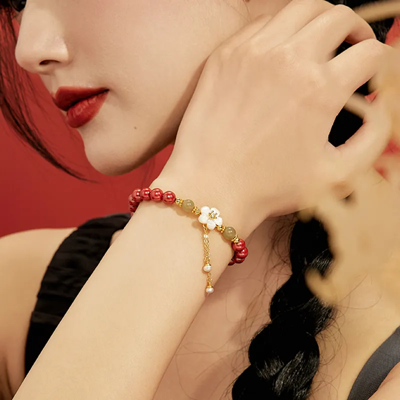 YINCHIE Reconstructed Cinnabar Bracelets Women's-5