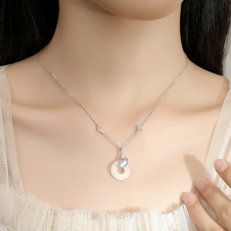 YINCHIE Chalcedony S925 Silver Necklace Women's-4