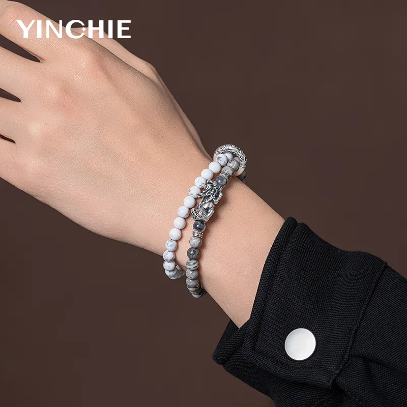 YINCHIE Map Stone Bracelets Men's-4