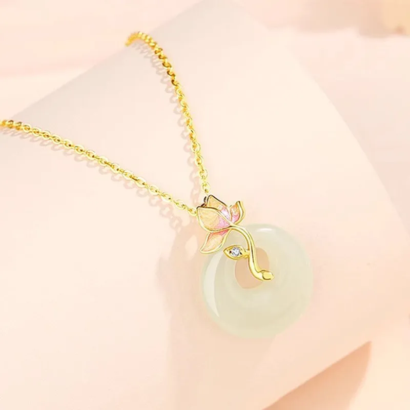 YINCHIE Necklaces White Jade/Pale Greenish White Jade Women's-5